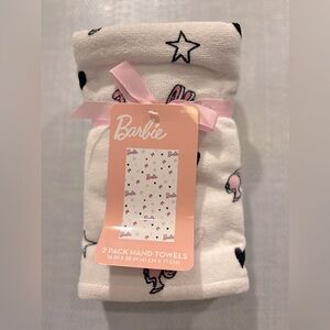 Barbie Bath Hand Towels - Pink, White and Black Set of Two BNWT